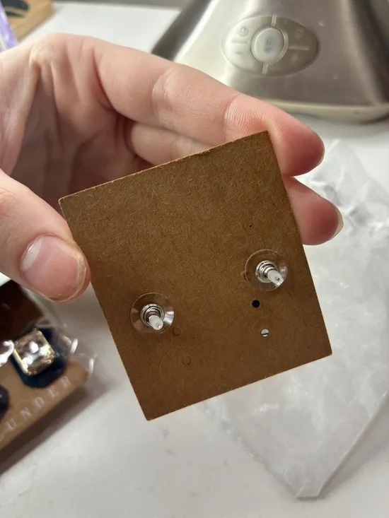 Plunder Navy and Clear Rectangular Crystal Stud Earrings Set of Two NWT - Picture 4 of 5